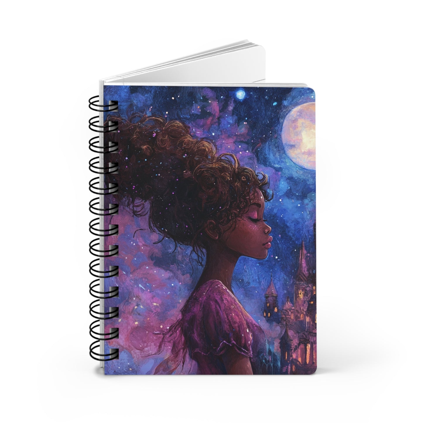 Spiral Lined Notebook - Moonlight Princess Spiral Lined Notebook - Moonlight Princess Wishstoria