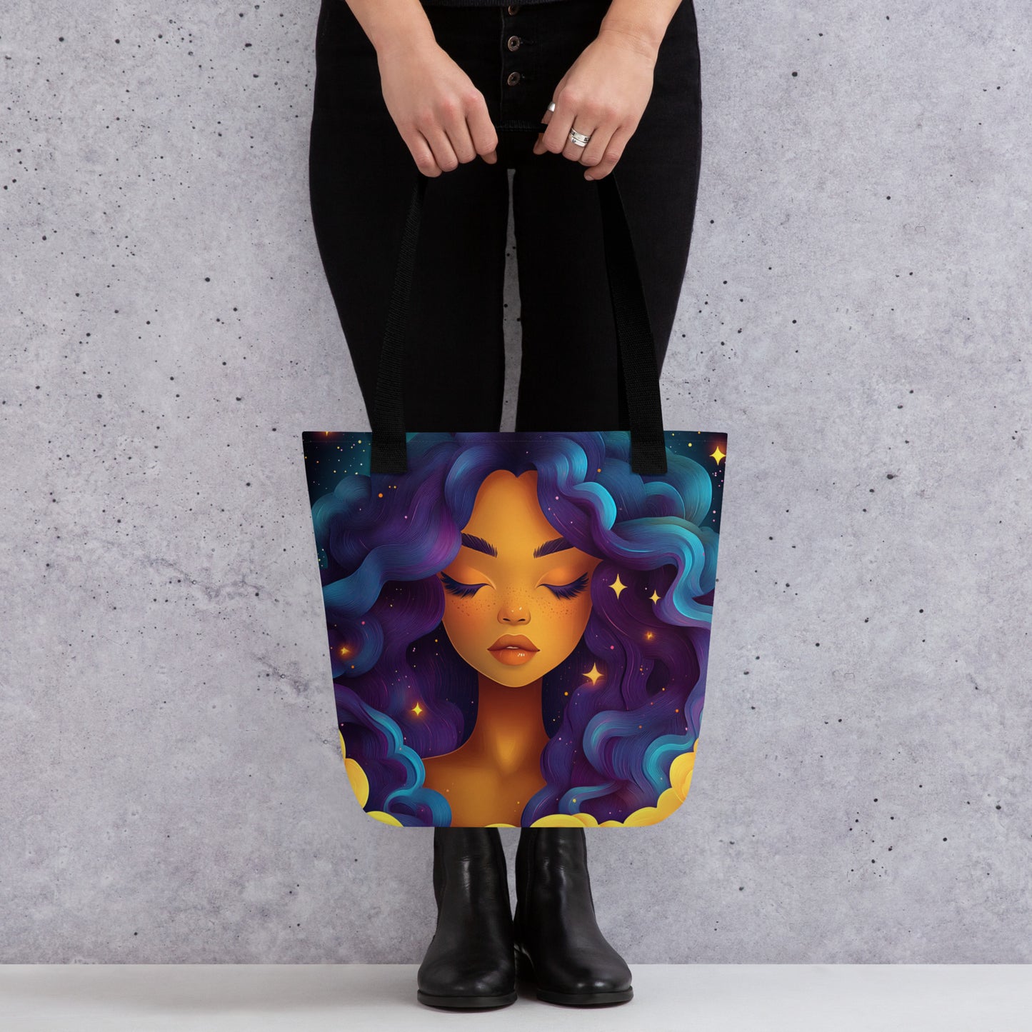 Violet and Blue Celestial Goddess - Tote Bag Violet and Blue Celestial Goddess - Tote Bag Wishstoria