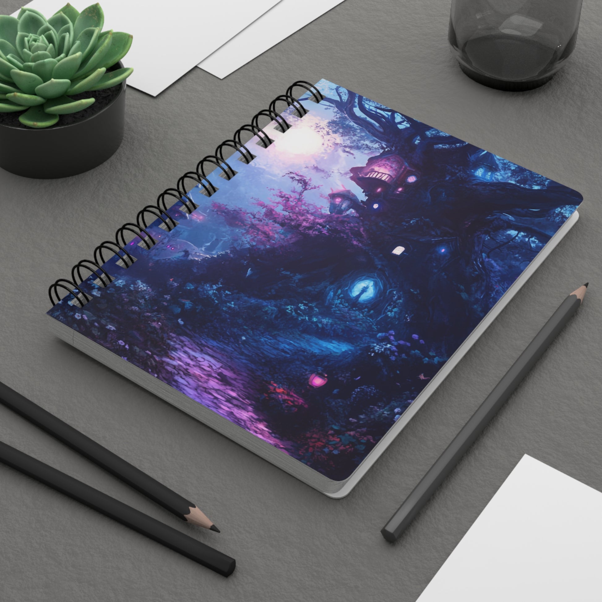 Spiral Lined Notebook - Enchanting Treehouse   Spiral Lined Notebook - Enchanting Treehouse Wishstoria