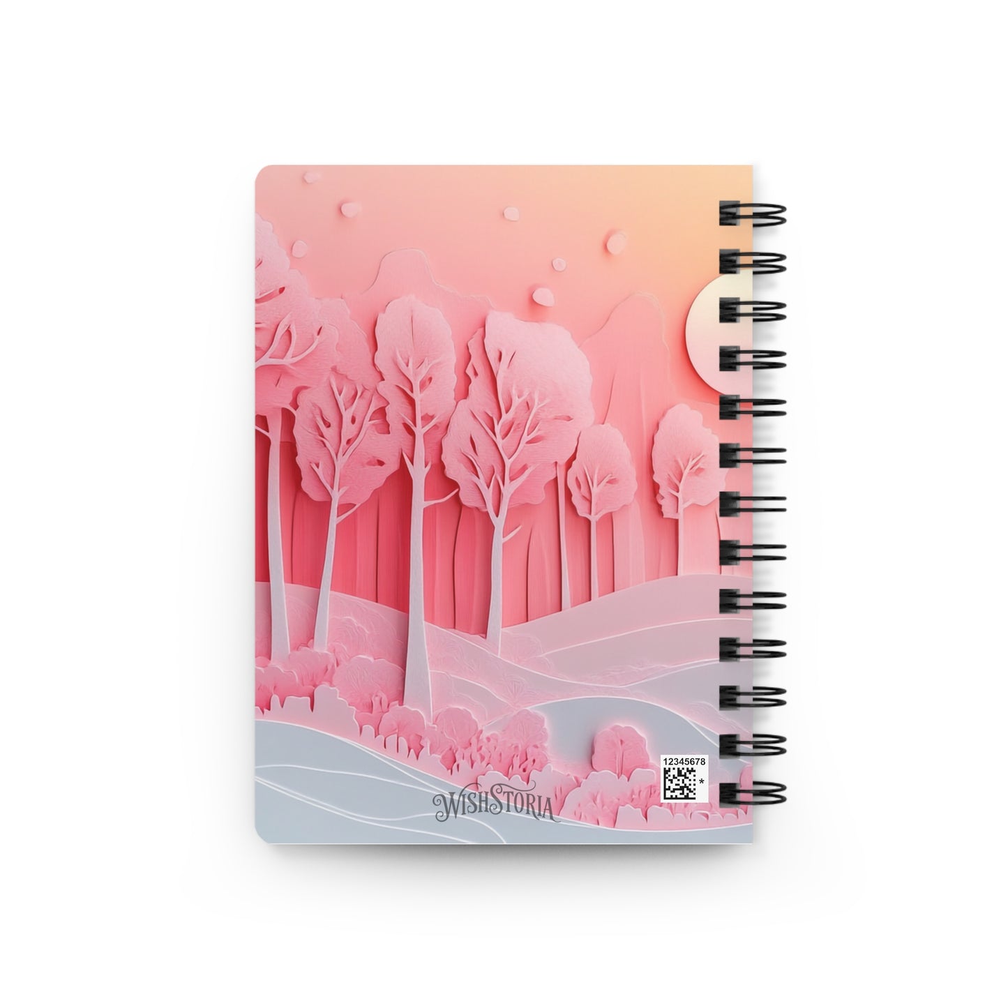 Spiral  Lined Notebook - Dreamy Pink Forest   Spiral  Lined Notebook - Dreamy Pink Forest Wishstoria