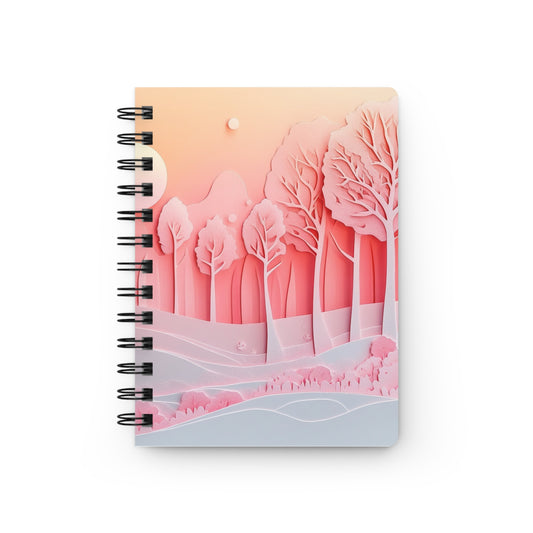 Spiral  Lined Notebook - Dreamy Pink Forest   Spiral  Lined Notebook - Dreamy Pink Forest Wishstoria