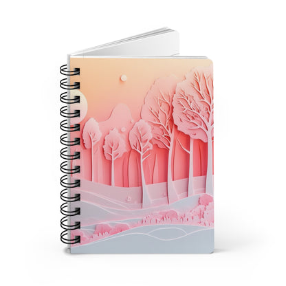 Spiral  Lined Notebook - Dreamy Pink Forest   Spiral  Lined Notebook - Dreamy Pink Forest Wishstoria
