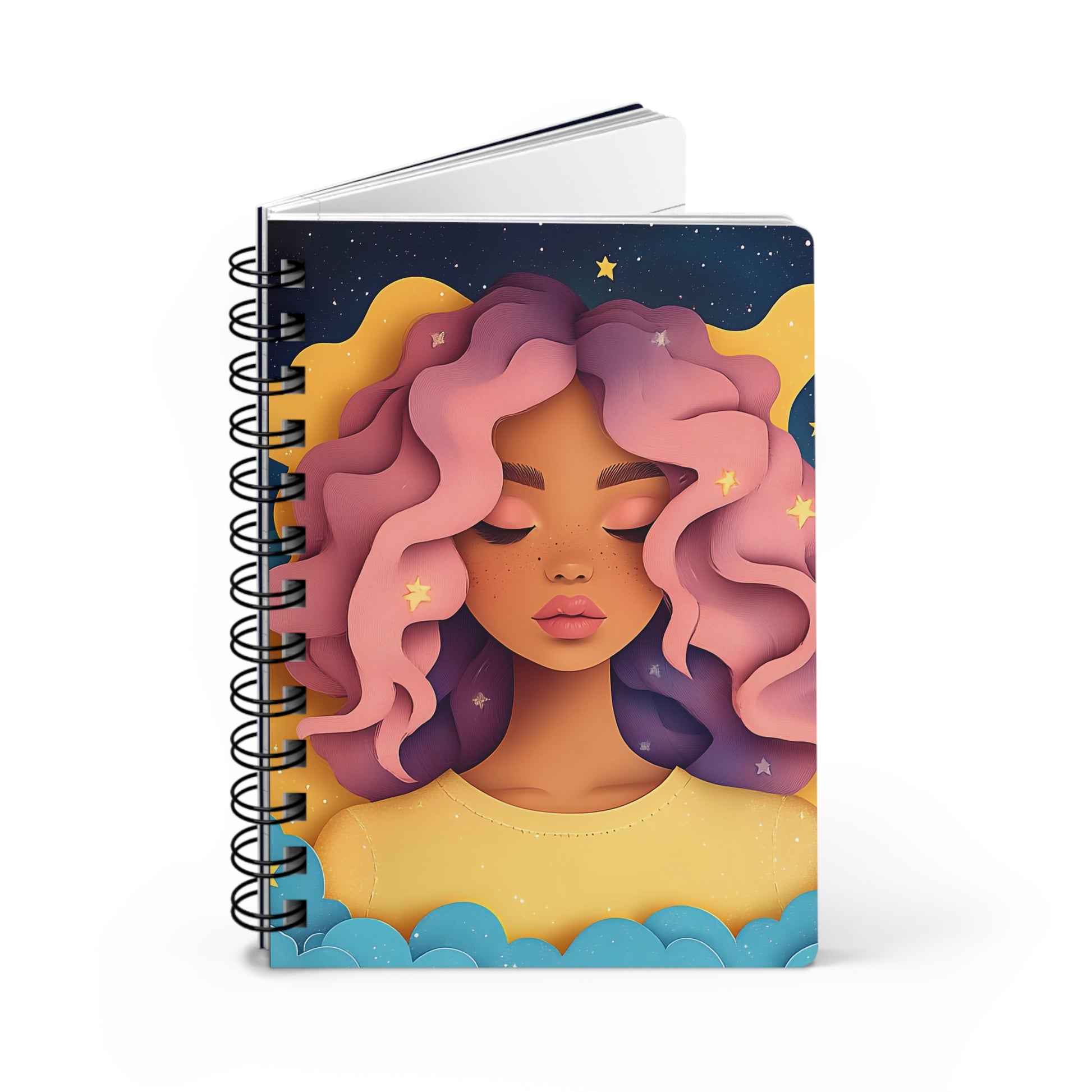 Mini Lined Notebook - Celestial Goddess (Pink & Purple)   Mini Lined Notebook - Celestial Goddess (Pink & Purple) Wishstoria