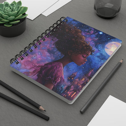 Spiral Lined Notebook - Moonlight Princess   Spiral Lined Notebook - Moonlight Princess Wishstoria