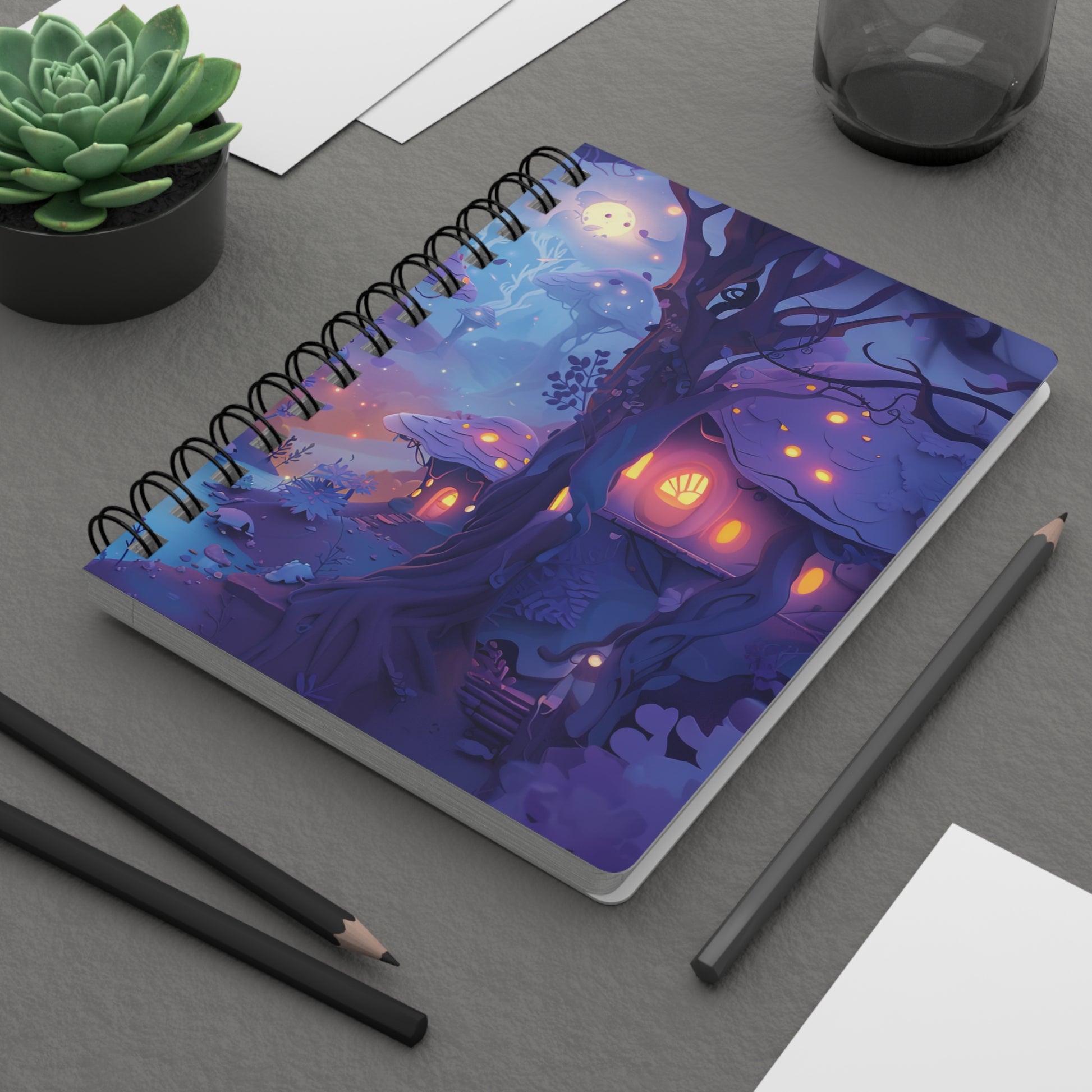 Spiral Lined Notebook - Fairy Village   Spiral Lined Notebook - Fairy Village Wishstoria