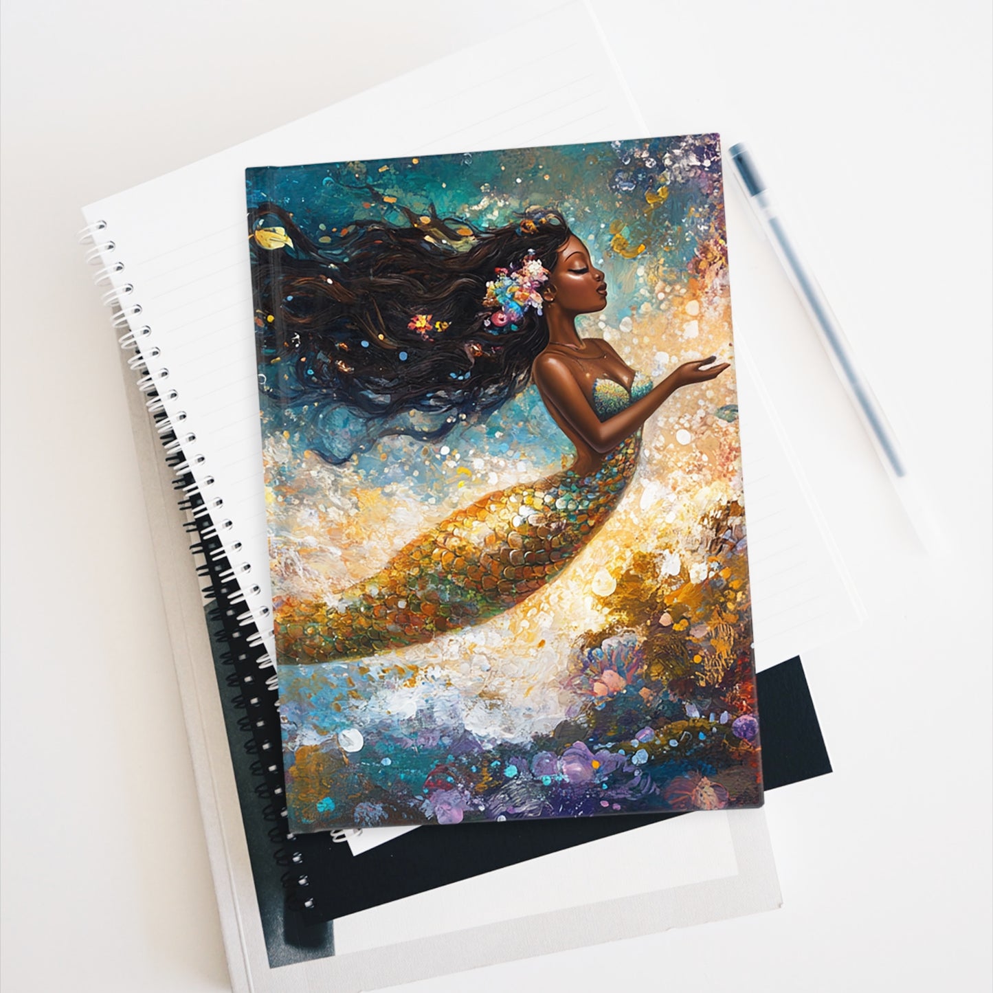Watercolor Mermaid - Mini Hardcover Journal   Watercolor Mermaid - Mini Hardcover Journal Wishstoria