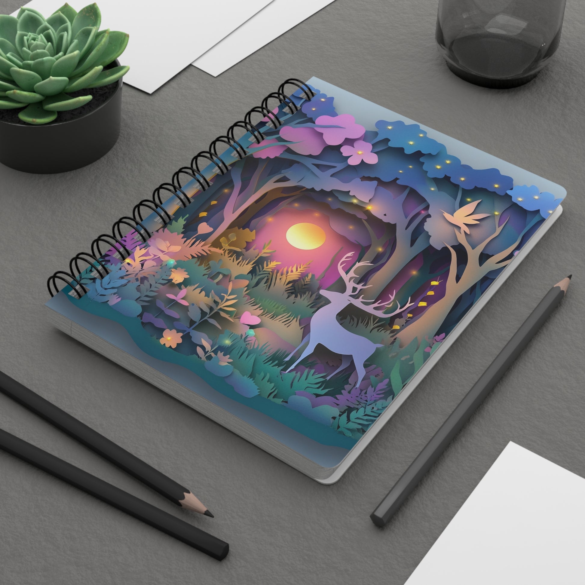 Illuminated Forest - Spiral Bound Journal Wishstoria Stationery Store