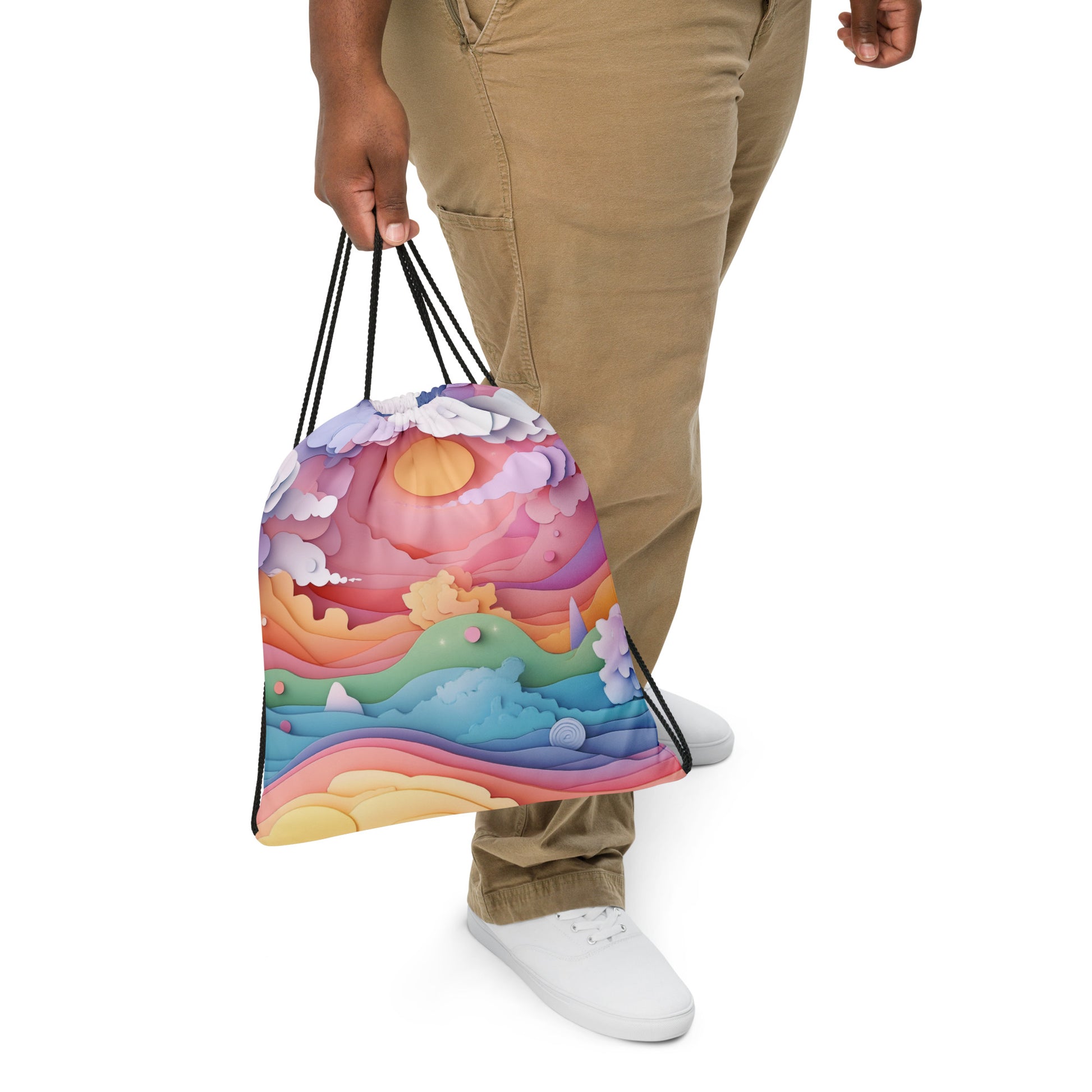 Pastel Sky Drawstring Bag 001   Pastel Sky Drawstring Bag 001 Wishstoria
