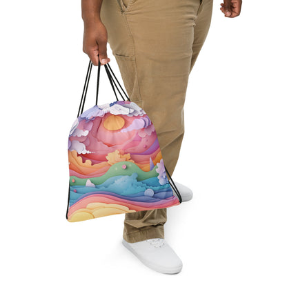 Pastel Sky Drawstring Bag 001   Pastel Sky Drawstring Bag 001 Wishstoria