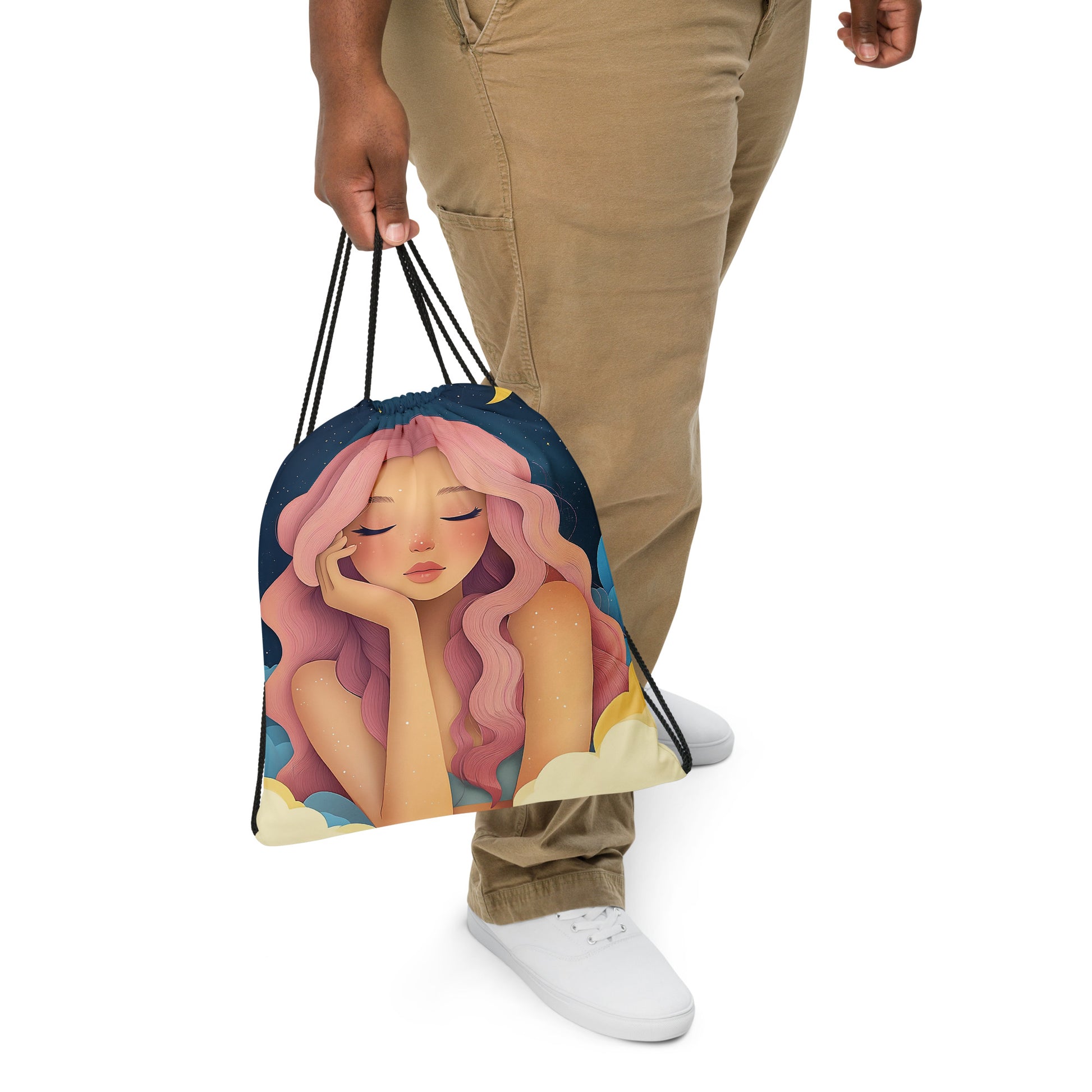 Pastel Pink Celestial Goddess - Drawstring Bag   Pastel Pink Celestial Goddess - Drawstring Bag Wishstoria