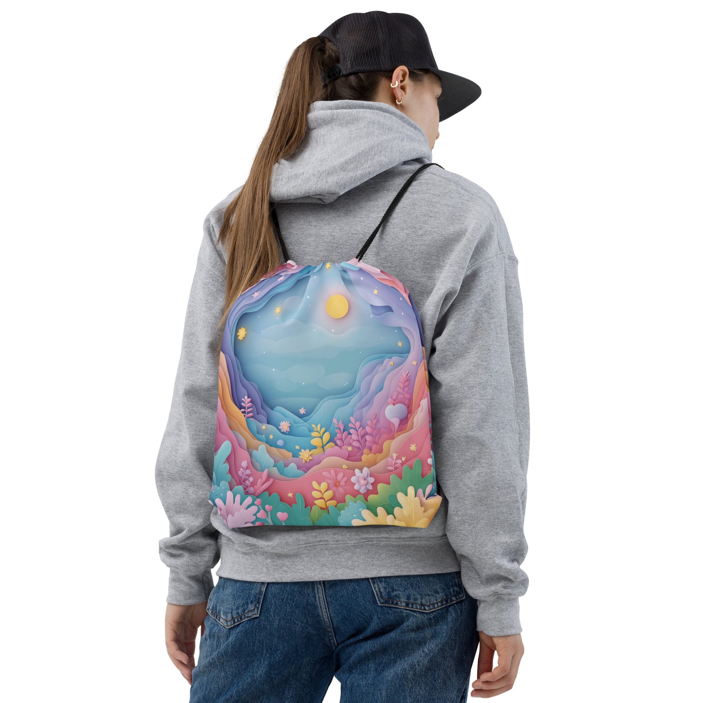 Pastel Sky Drawstring Bag 002   Pastel Sky Drawstring Bag 002 Wishstoria