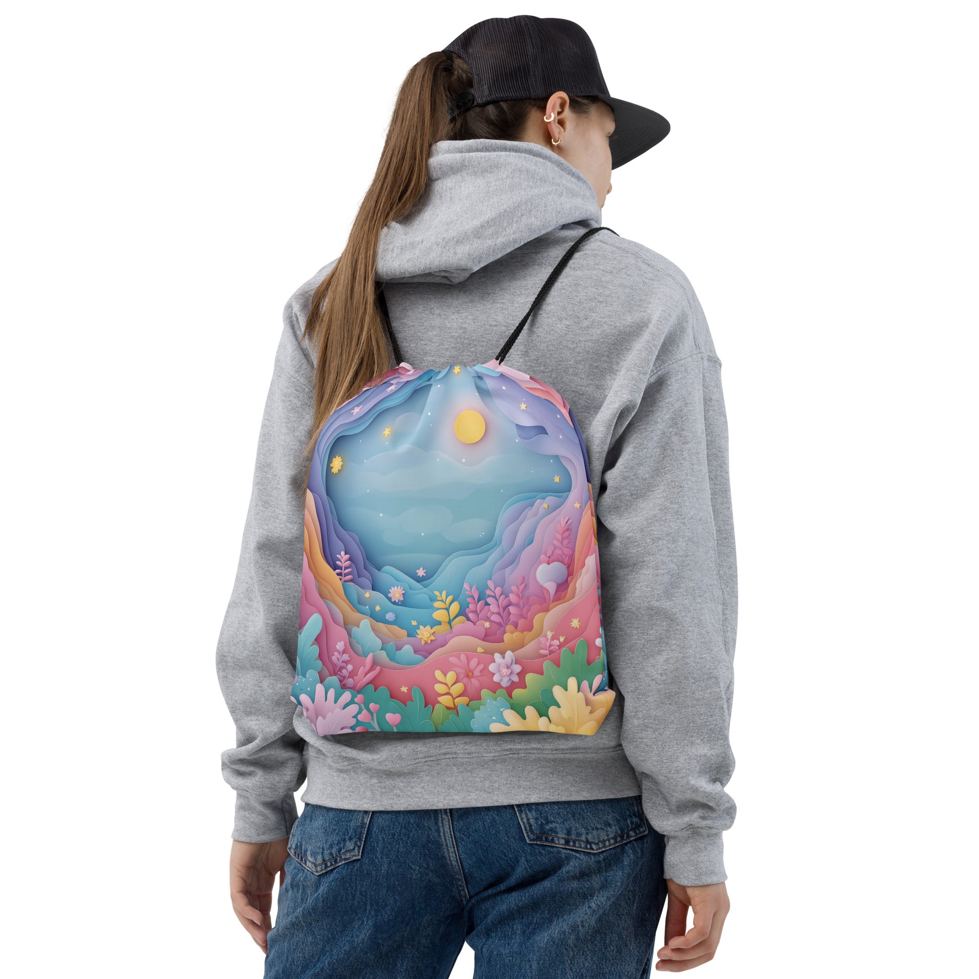 Pastel Sky Drawstring Bag 002   Pastel Sky Drawstring Bag 002 Wishstoria