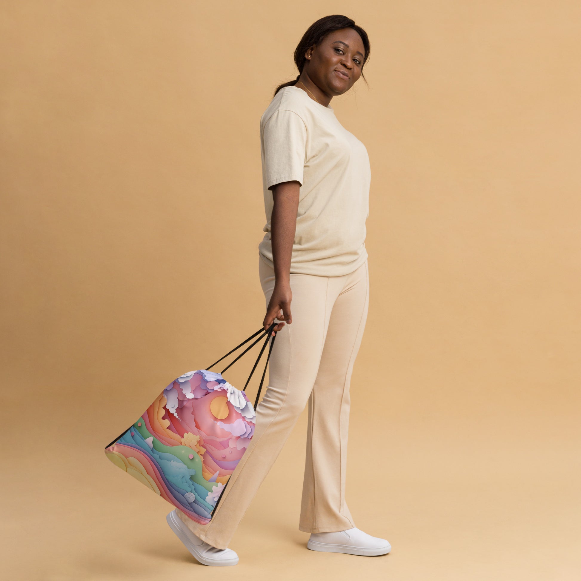 Pastel Sky Drawstring Bag 001   Pastel Sky Drawstring Bag 001 Wishstoria
