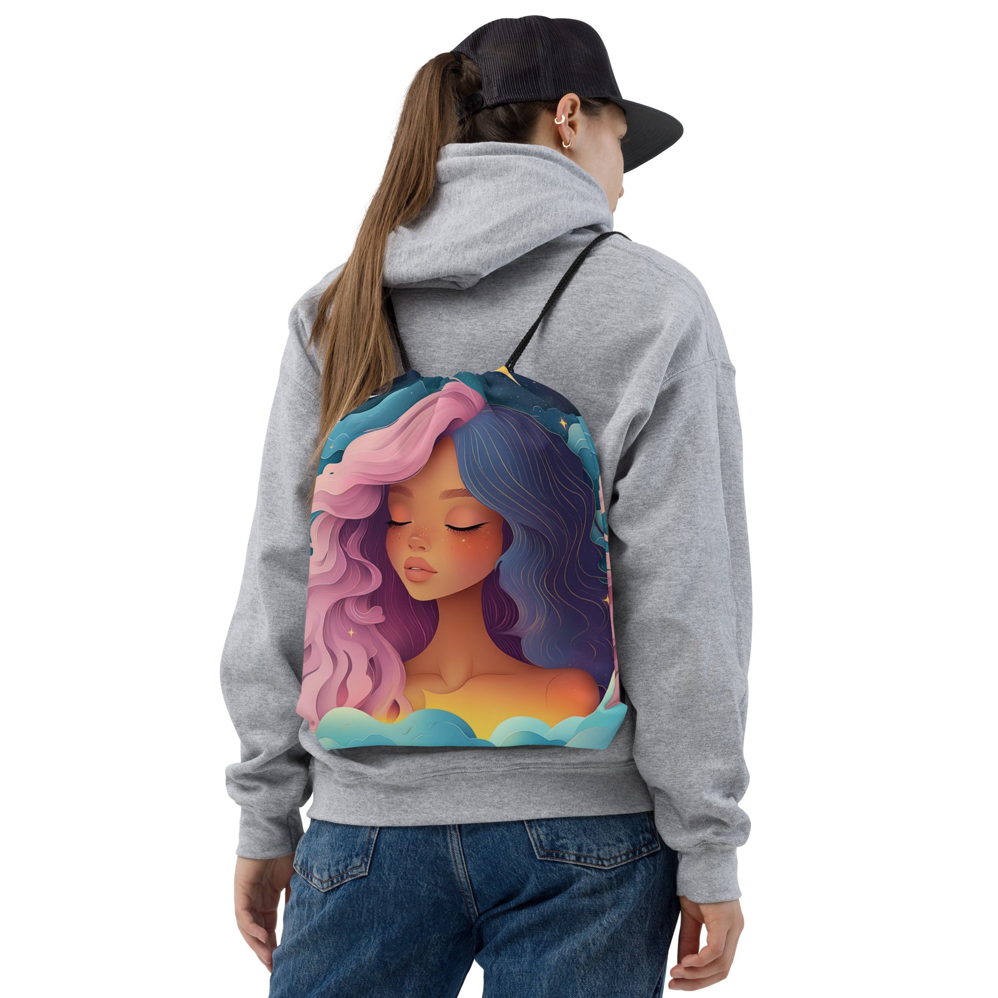 Celestial Fantasy Art Drawstring Bag 003   Celestial Fantasy Art Drawstring Bag 003 Wishstoria