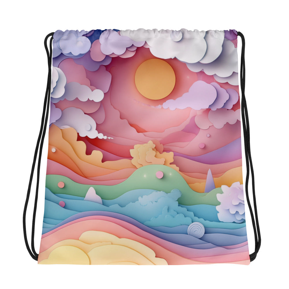 Pastel Sky Drawstring Bag 001   Pastel Sky Drawstring Bag 001 Wishstoria