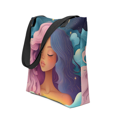 Pink and Blue Celestial Goddess - Tote Bag   Pink and Blue Celestial Goddess - Tote Bag Wishstoria