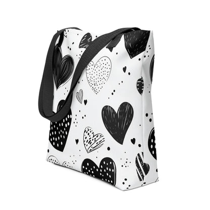 Monochrome Hearts - Tote Bag   Monochrome Hearts - Tote Bag Wishstoria