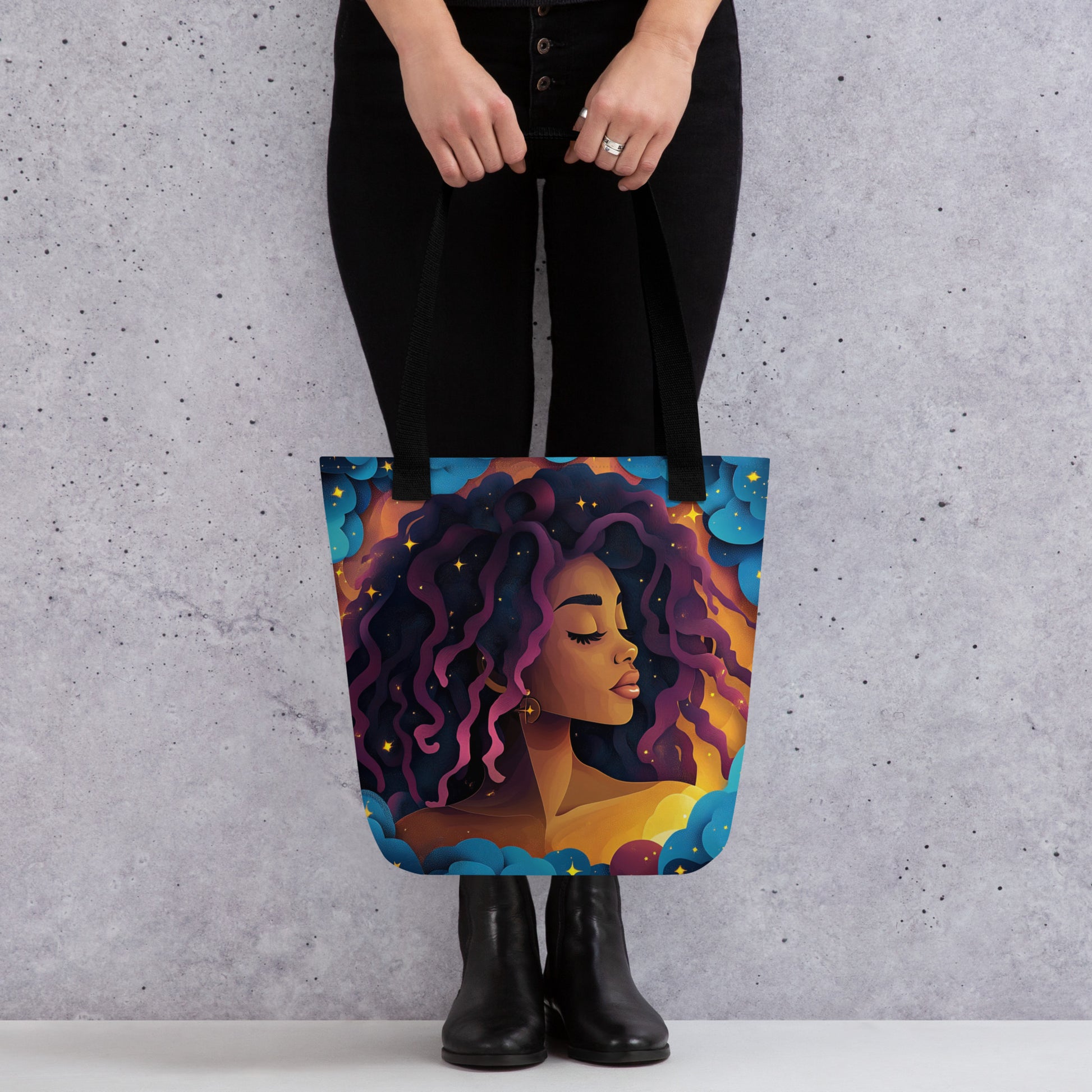Purple and Indigo Celestial Goddess - Tote Bag   Purple and Indigo Celestial Goddess - Tote Bag Wishstoria