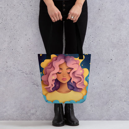 Pink & Purple Celestial Goddess - Tote Bag   Pink & Purple Celestial Goddess - Tote Bag Wishstoria