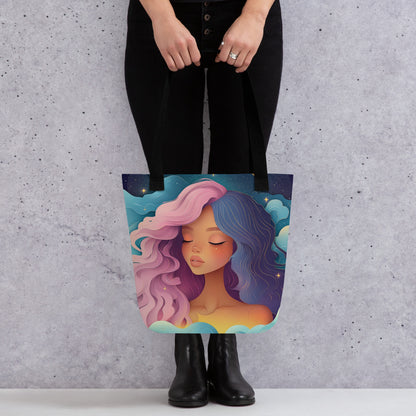 Pink and Blue Celestial Goddess - Tote Bag   Pink and Blue Celestial Goddess - Tote Bag Wishstoria