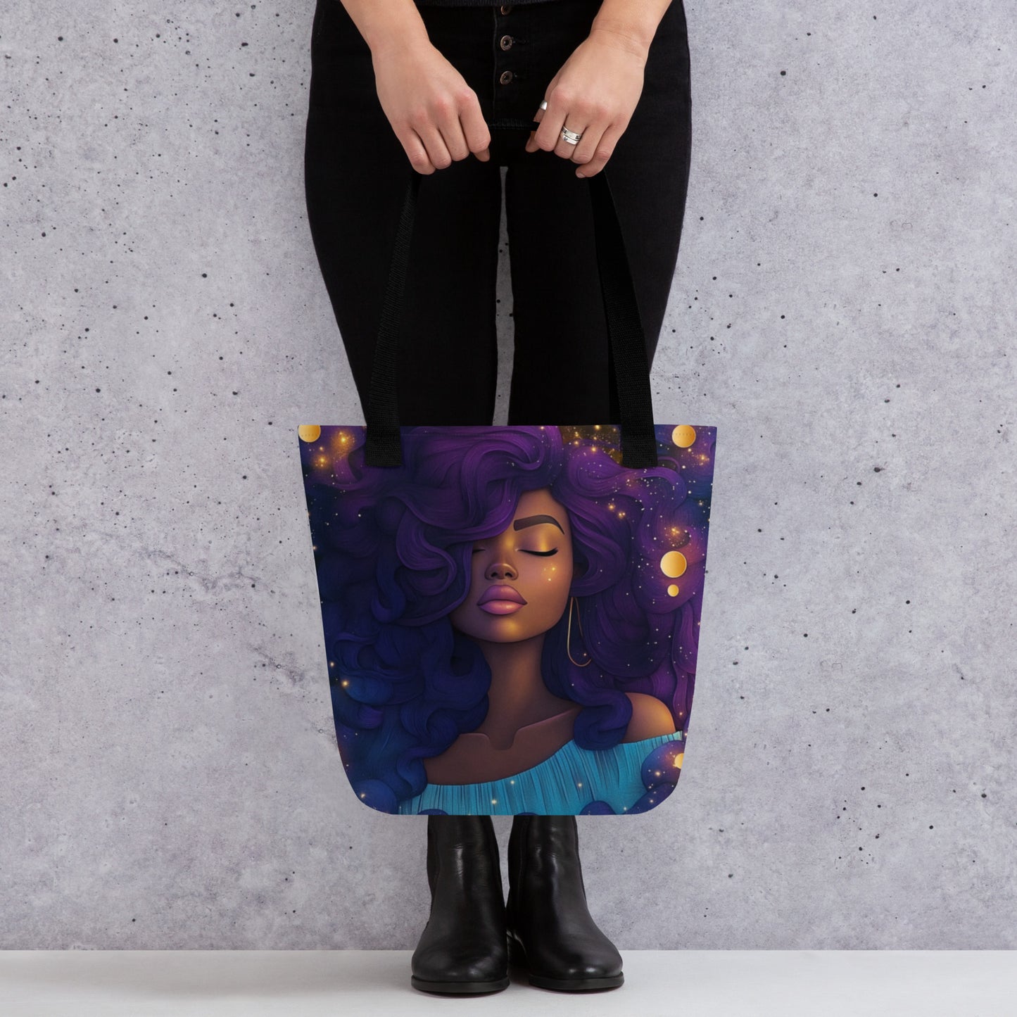 Tote Bag - Celestial Goddess (purple and blue)   Tote Bag - Celestial Goddess (purple and blue) Wishstoria