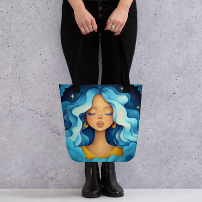 Tote Bag - Celestial Goddess (light blue)   Tote Bag - Celestial Goddess (light blue) Wishstoria
