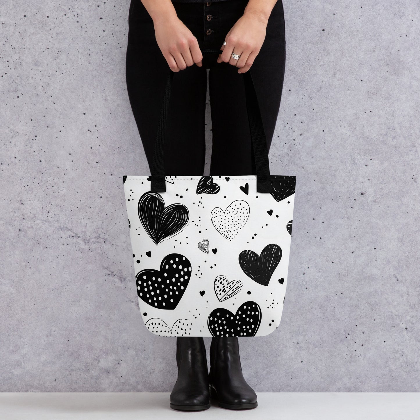 Monochrome Hearts - Tote Bag   Monochrome Hearts - Tote Bag Wishstoria