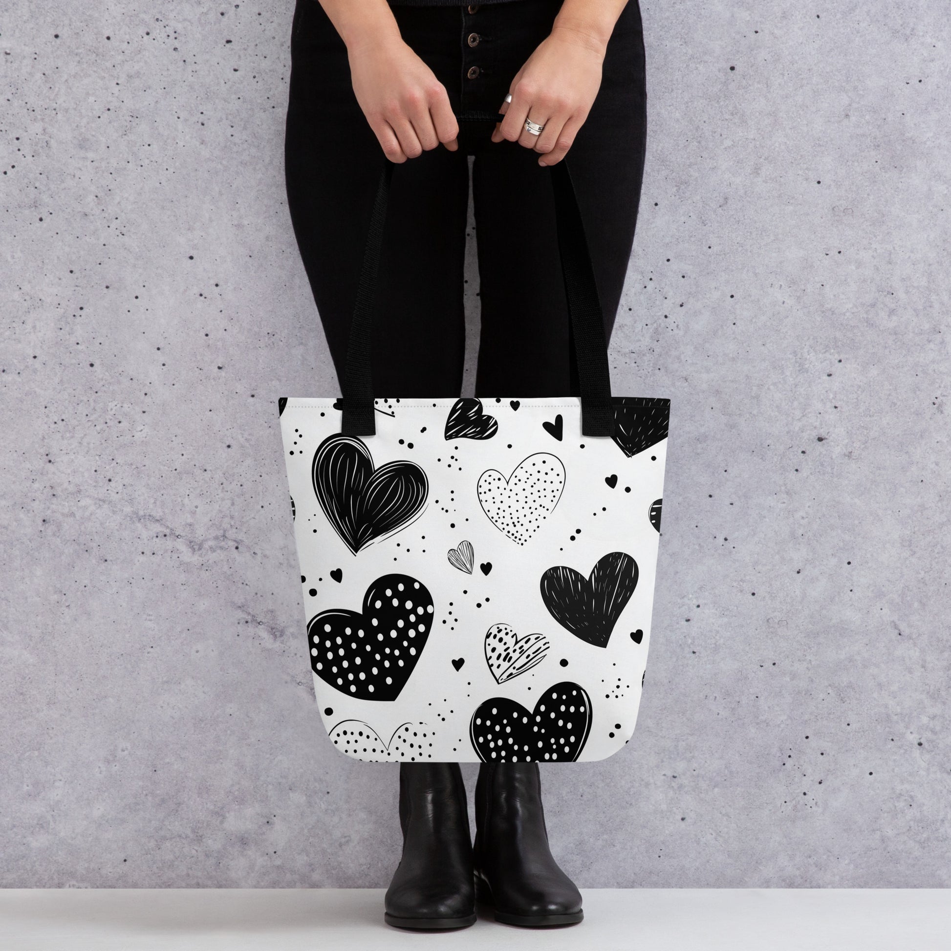 Monochrome Hearts - Tote Bag   Monochrome Hearts - Tote Bag Wishstoria
