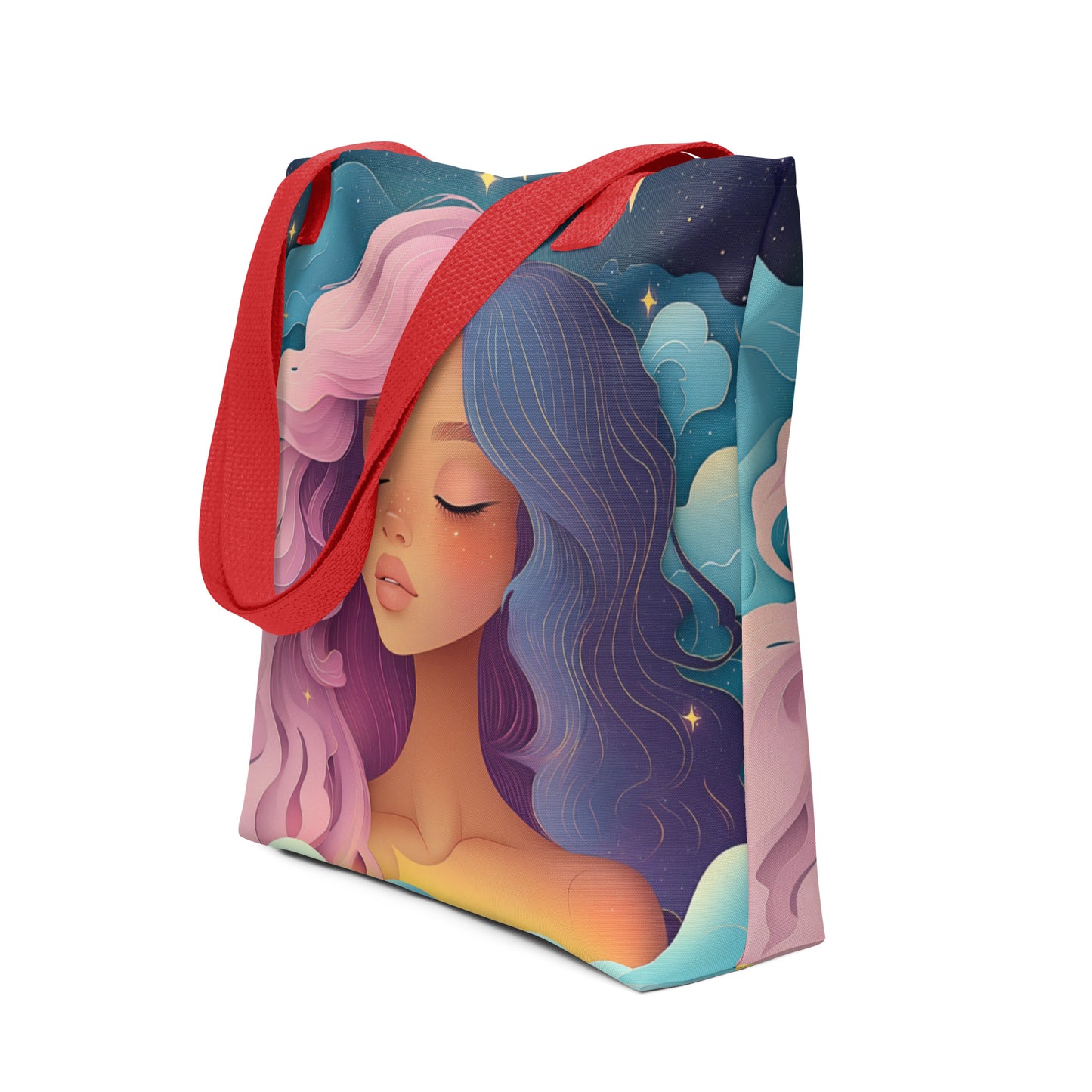 Pink and Blue Celestial Goddess - Tote Bag   Pink and Blue Celestial Goddess - Tote Bag Wishstoria