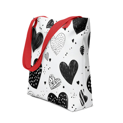 Monochrome Hearts - Tote Bag   Monochrome Hearts - Tote Bag Wishstoria