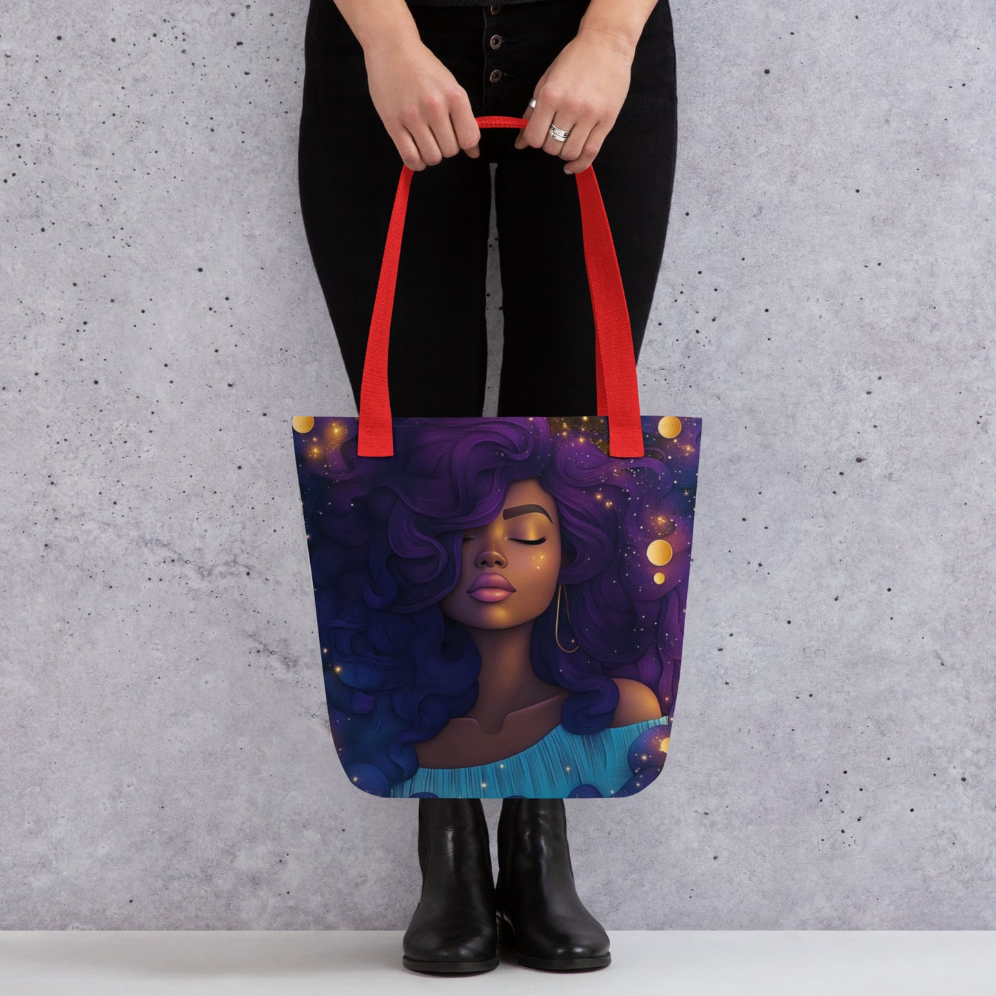 Tote Bag - Celestial Goddess (purple and blue)   Tote Bag - Celestial Goddess (purple and blue) Wishstoria
