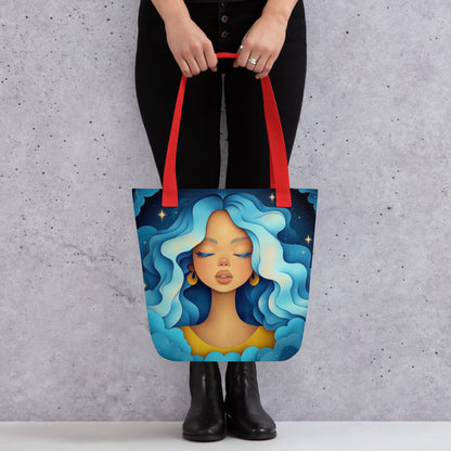 Tote Bag - Celestial Goddess (light blue)   Tote Bag - Celestial Goddess (light blue) Wishstoria