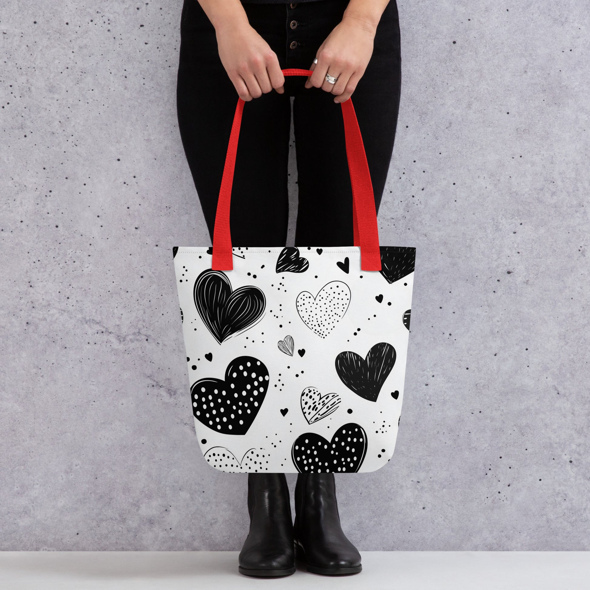 Monochrome Hearts - Tote Bag   Monochrome Hearts - Tote Bag Wishstoria
