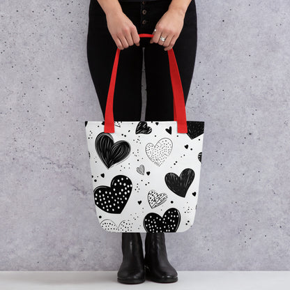 Monochrome Hearts - Tote Bag   Monochrome Hearts - Tote Bag Wishstoria