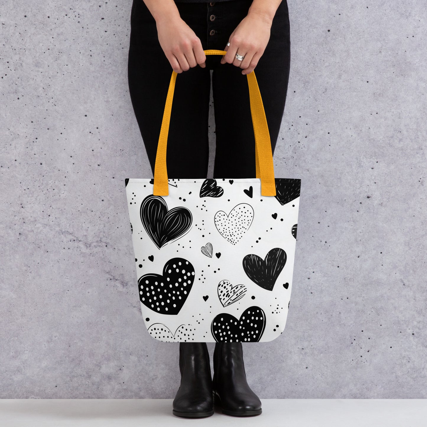 Monochrome Hearts - Tote Bag   Monochrome Hearts - Tote Bag Wishstoria
