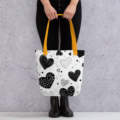 Monochrome Hearts - Tote Bag   Monochrome Hearts - Tote Bag Wishstoria
