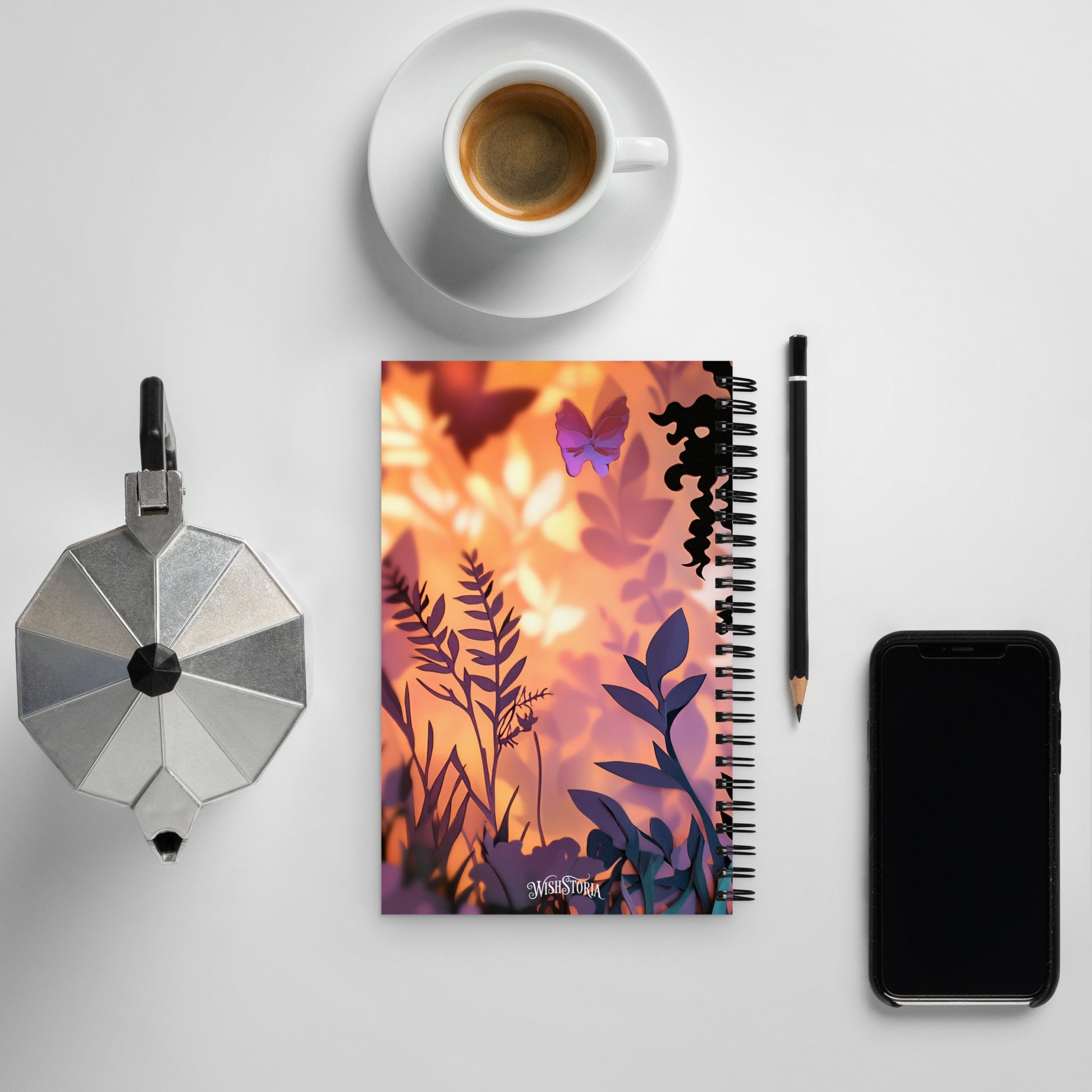 Spiral notebook - Flutter Garden Wishstoria Stationery Store