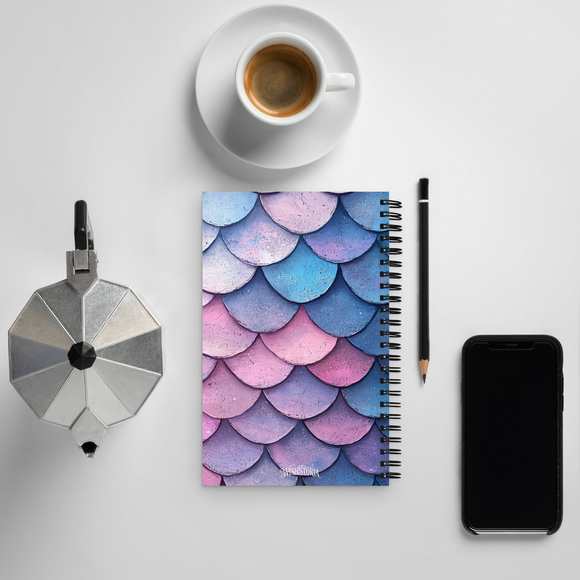 Spiral notebook - Pastel Mermaid's tail - Wishstoria Stationery