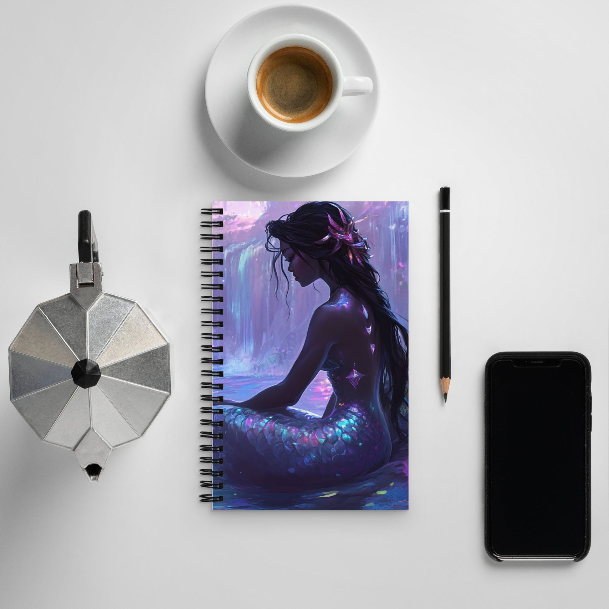 Spiral notebook - Enchanting Mermaid Wishstoria Stationery Store