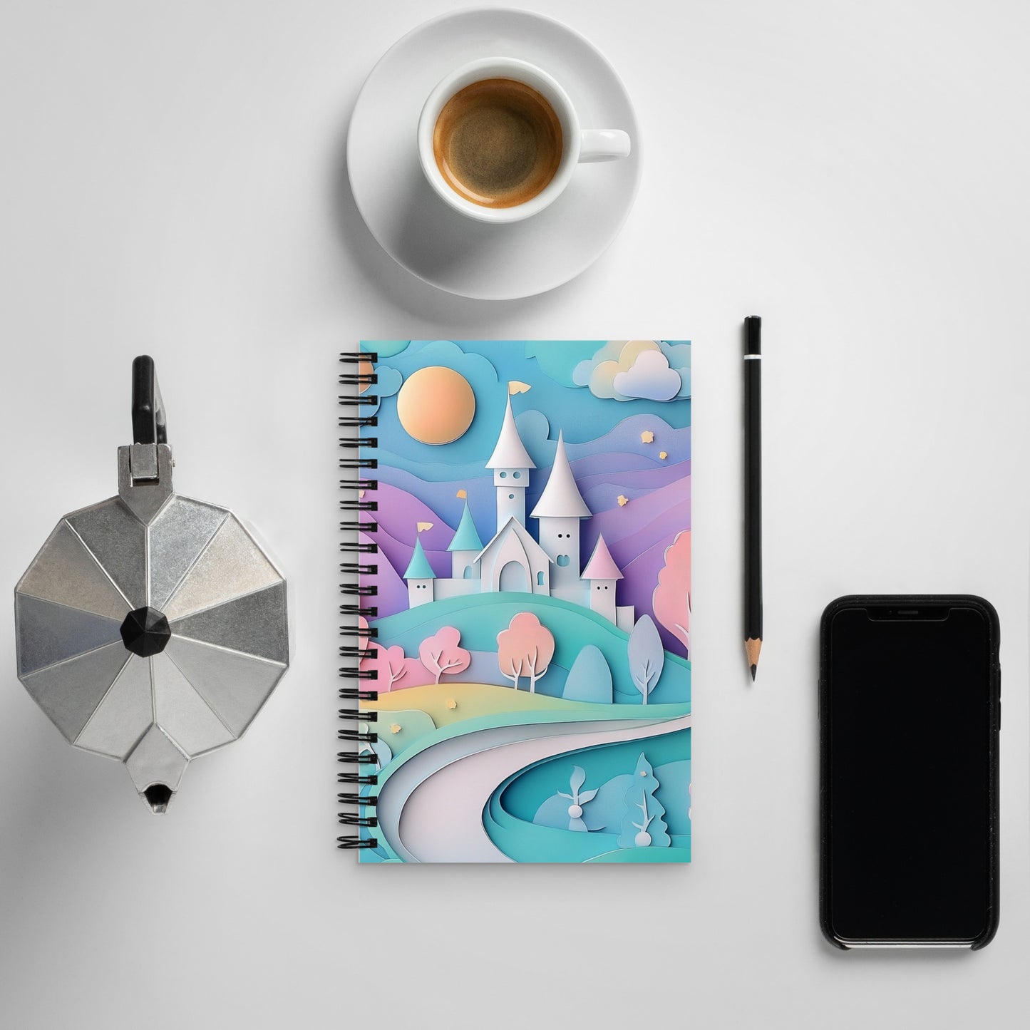 Spiral notebook - Pastel Castle - Wishstoria Stationery