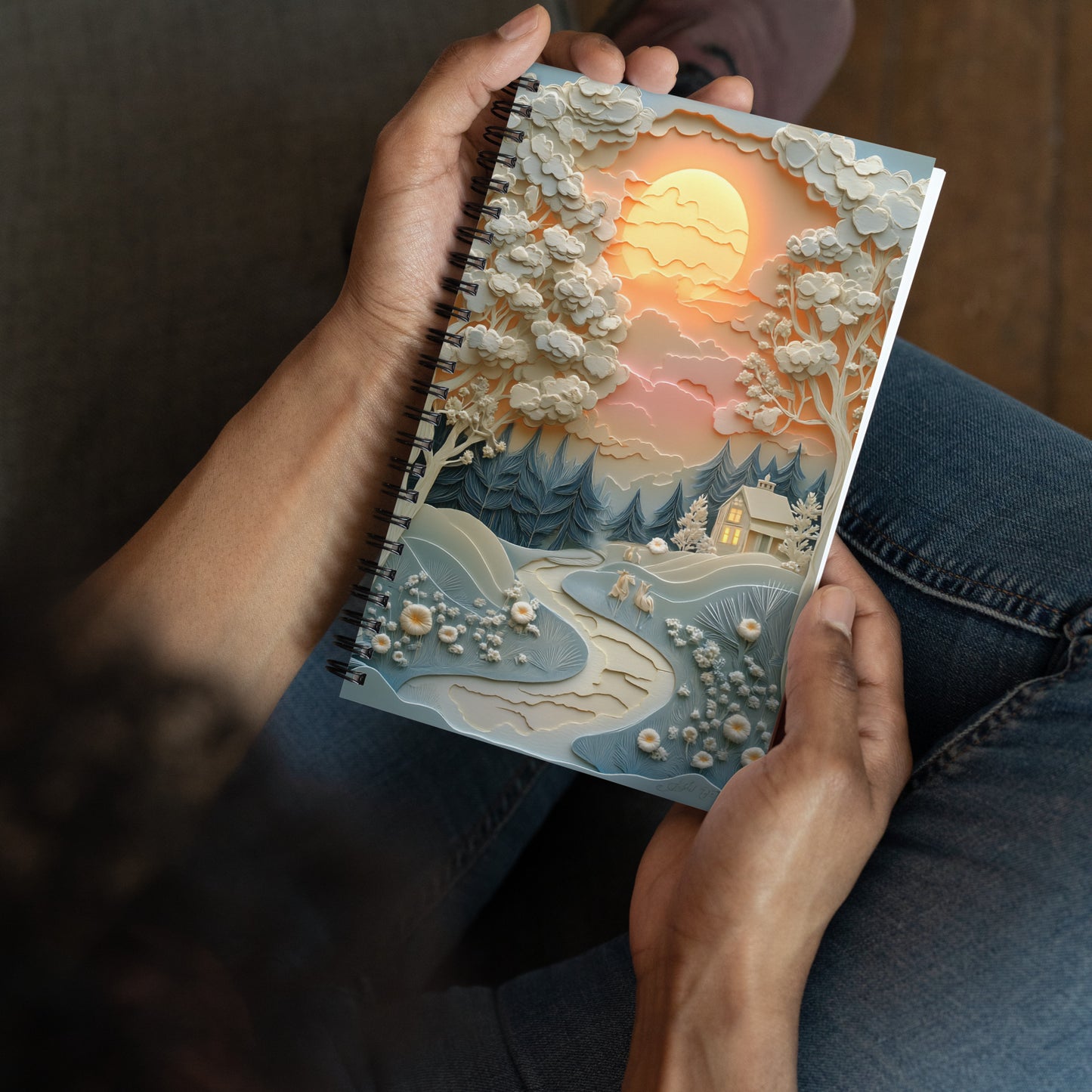 Glowing landscape spiral notebook - Wishstoria Stationery
