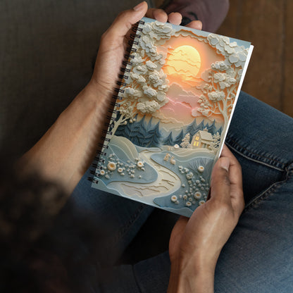 Glowing landscape spiral notebook - Wishstoria Stationery
