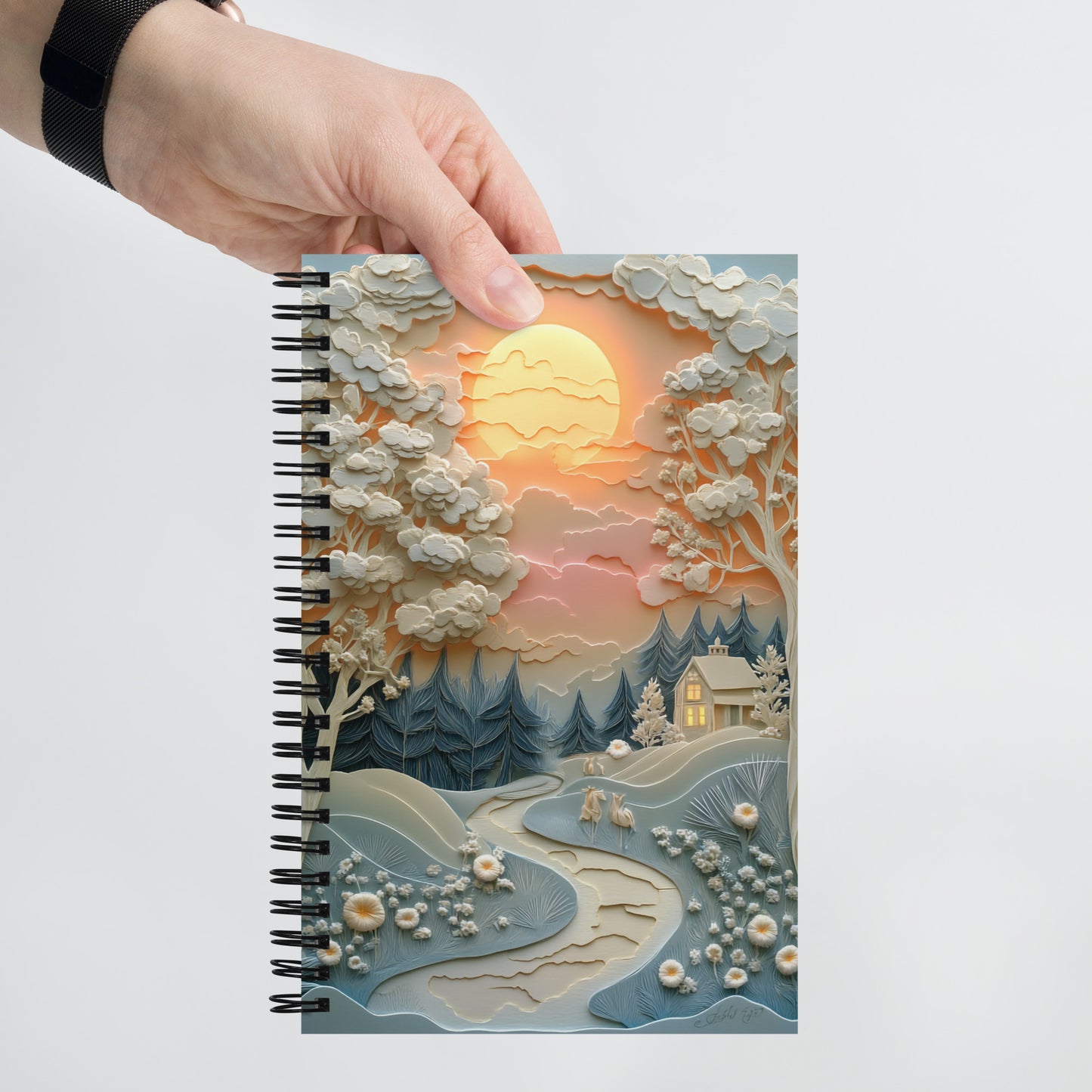 Glowing landscape spiral notebook - Wishstoria Stationery