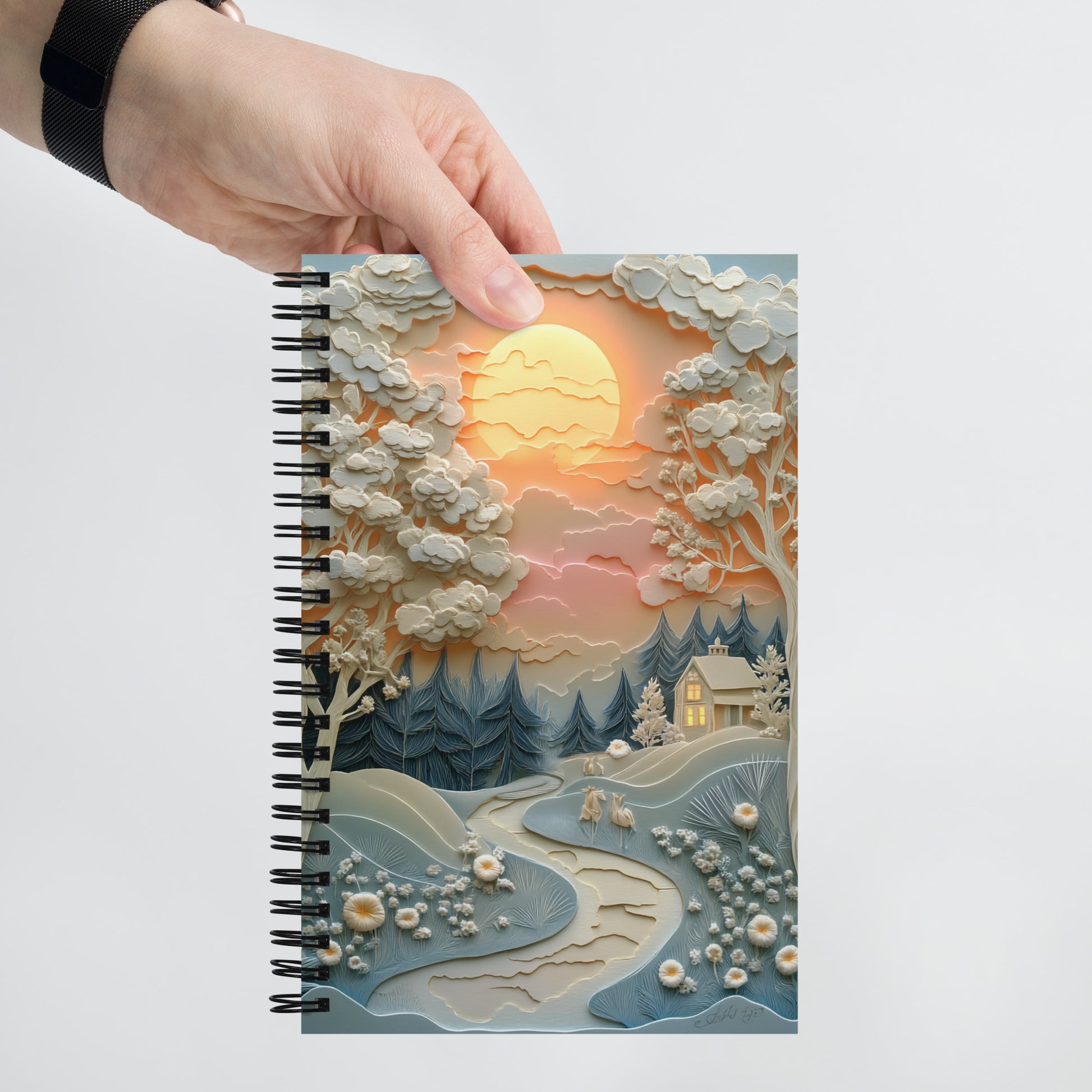 Glowing landscape spiral notebook - Wishstoria Stationery